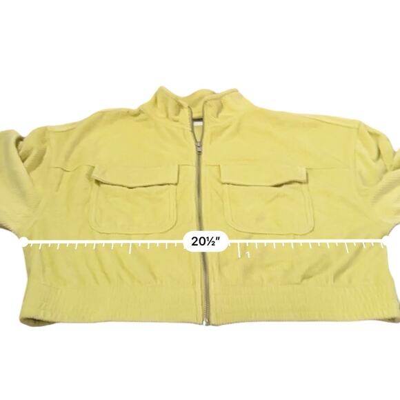 Aerie Neon Green Yellow Corduroy Full Zip Long Sleeve Bomber Jacket Sz M NEW - Picture 6 of 7